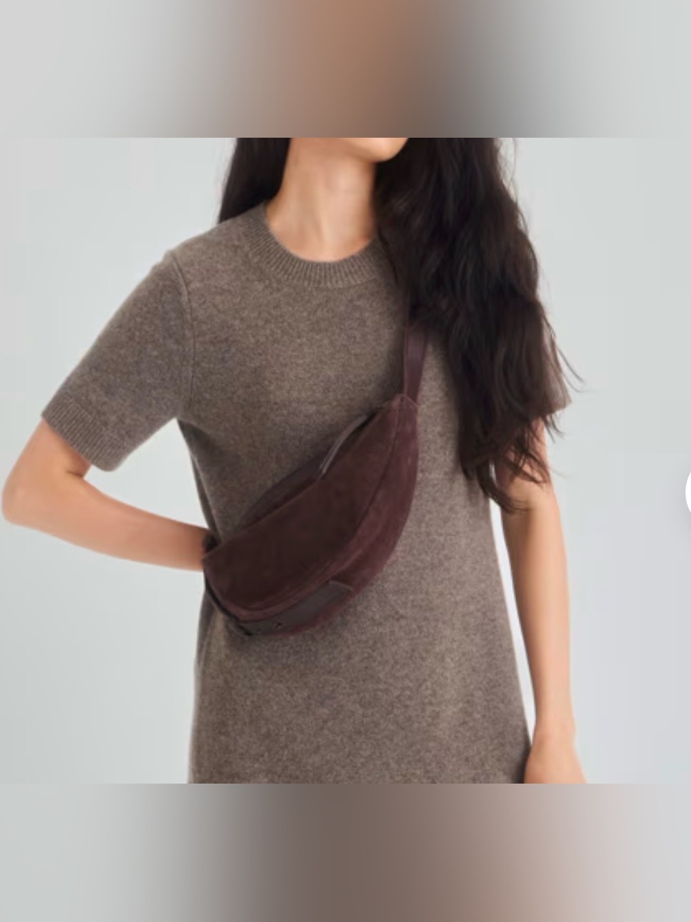 The Sak Tess Crescent Crossbody in Mahogany Suede